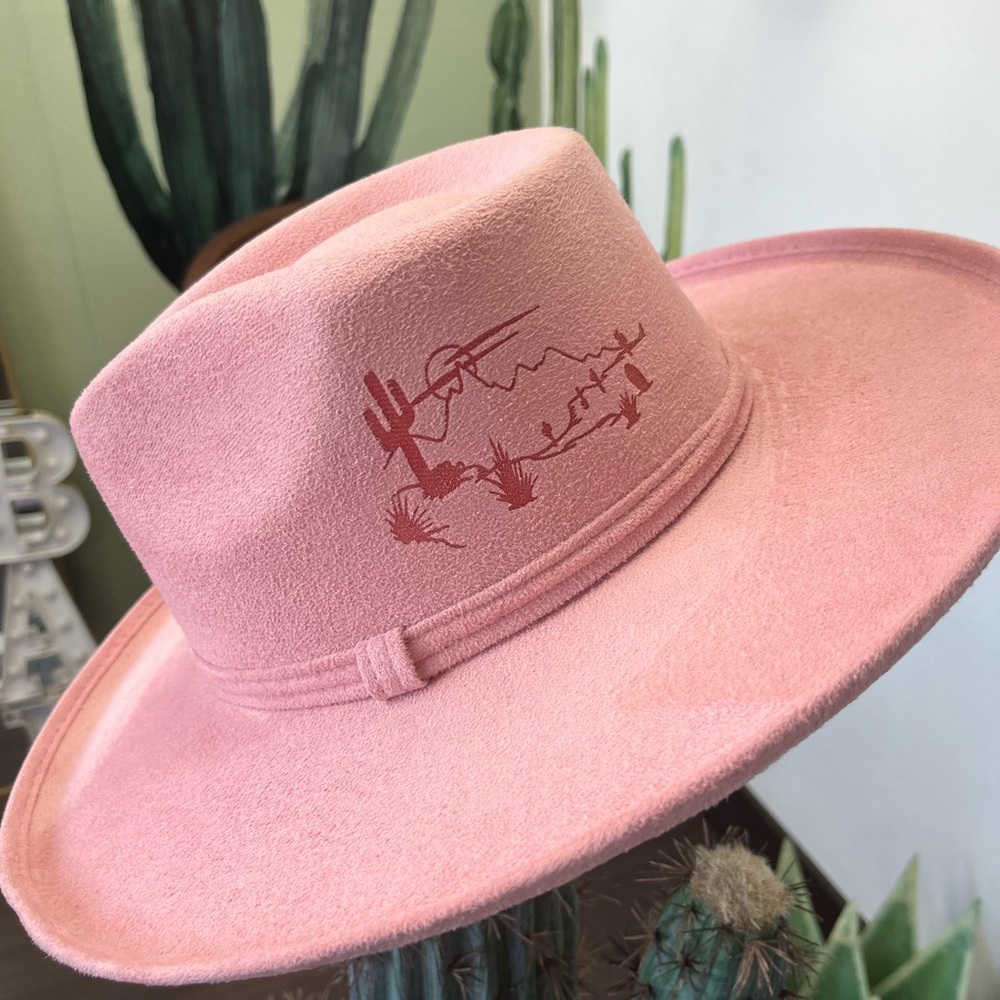 Pink Western Style Fedora Hat